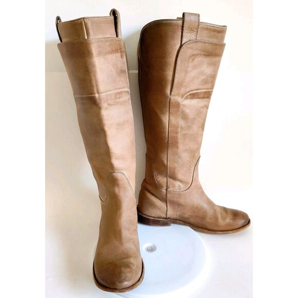 Frye Womens Paige Camel Tan Leather Knee High Riding Boots Size 7 B 77534 Preppy - Picture 8 of 12